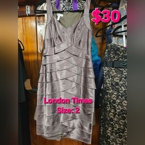 London Times Shimmering Taupe Dress
